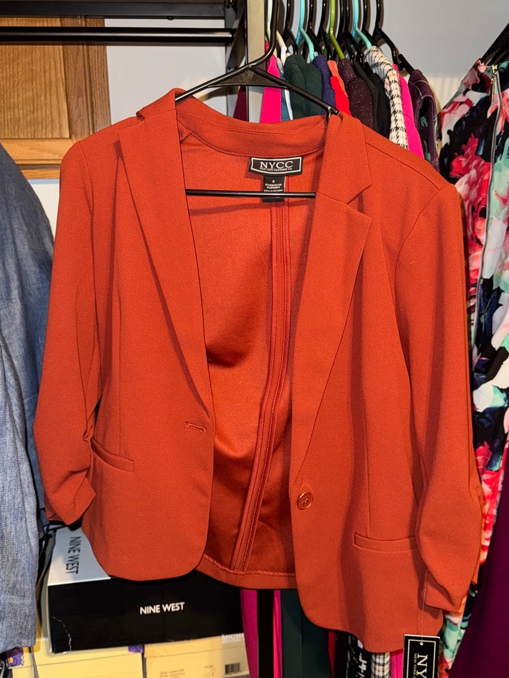 NYCC Women's Orange Blazer - Tailored Single-Button Jacket